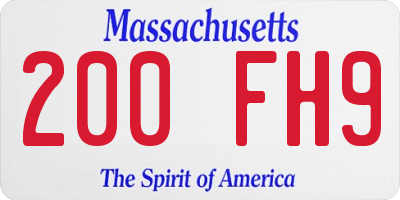 MA license plate 200FH9