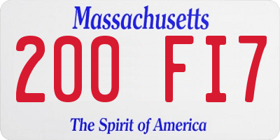 MA license plate 200FI7