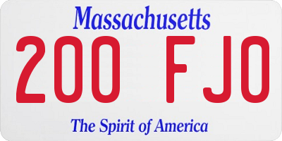 MA license plate 200FJ0