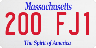 MA license plate 200FJ1