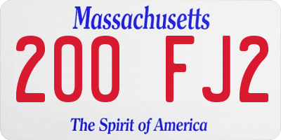 MA license plate 200FJ2