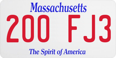 MA license plate 200FJ3