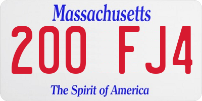 MA license plate 200FJ4