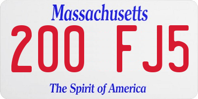 MA license plate 200FJ5