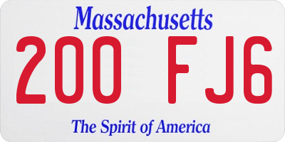 MA license plate 200FJ6