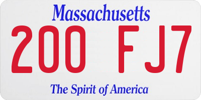 MA license plate 200FJ7