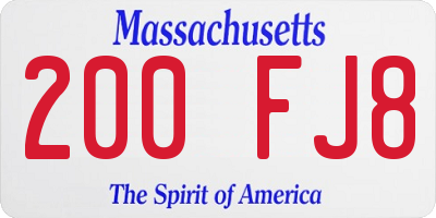 MA license plate 200FJ8