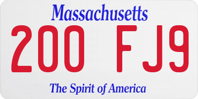 MA license plate 200FJ9