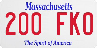 MA license plate 200FK0