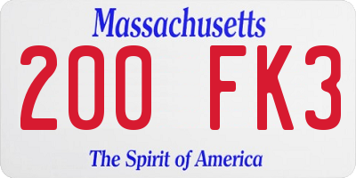 MA license plate 200FK3