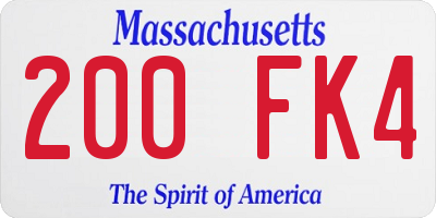 MA license plate 200FK4