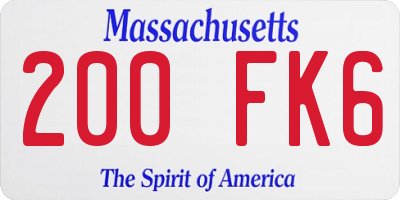 MA license plate 200FK6