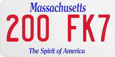 MA license plate 200FK7