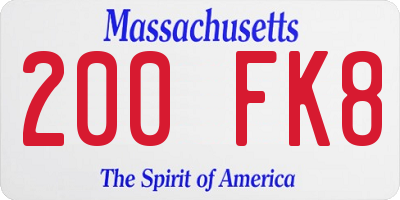 MA license plate 200FK8