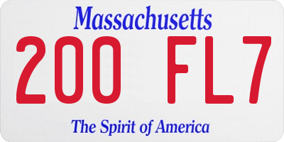 MA license plate 200FL7