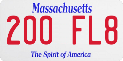 MA license plate 200FL8