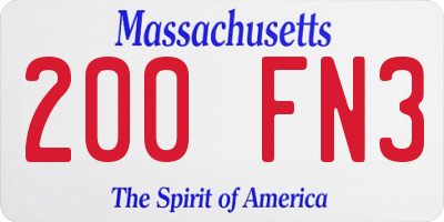MA license plate 200FN3