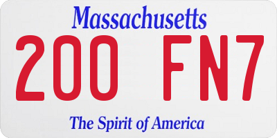 MA license plate 200FN7
