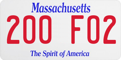 MA license plate 200FO2