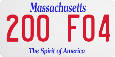 MA license plate 200FO4
