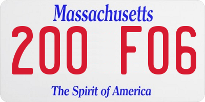 MA license plate 200FO6