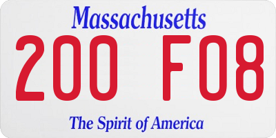 MA license plate 200FO8