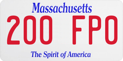 MA license plate 200FP0