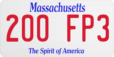 MA license plate 200FP3