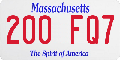 MA license plate 200FQ7