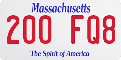 MA license plate 200FQ8