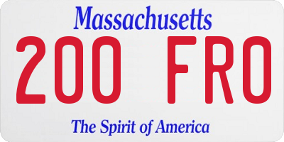 MA license plate 200FR0
