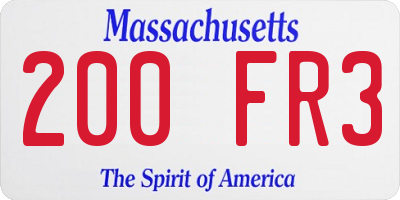 MA license plate 200FR3