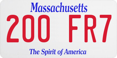 MA license plate 200FR7