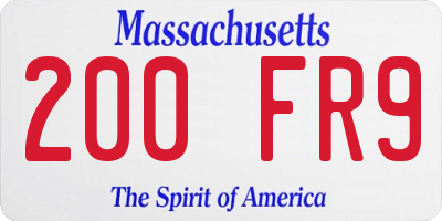 MA license plate 200FR9