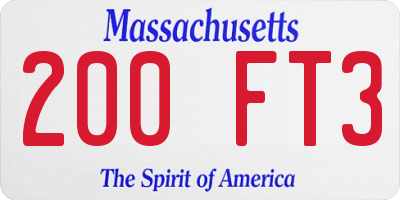 MA license plate 200FT3