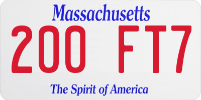 MA license plate 200FT7