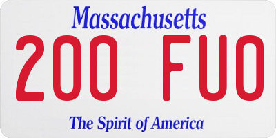 MA license plate 200FU0