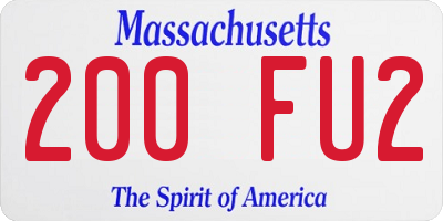MA license plate 200FU2