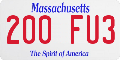 MA license plate 200FU3