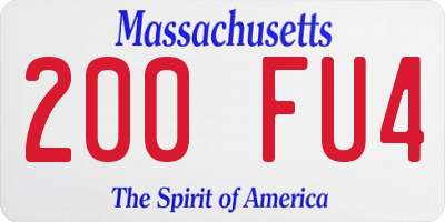 MA license plate 200FU4
