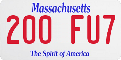 MA license plate 200FU7