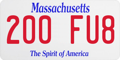 MA license plate 200FU8