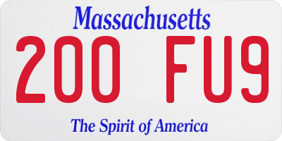 MA license plate 200FU9