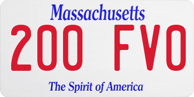 MA license plate 200FV0