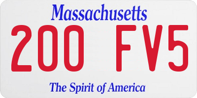MA license plate 200FV5