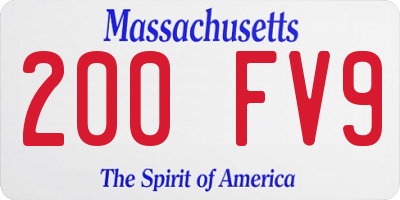 MA license plate 200FV9