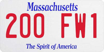 MA license plate 200FW1