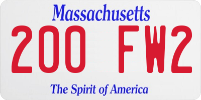 MA license plate 200FW2