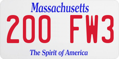 MA license plate 200FW3