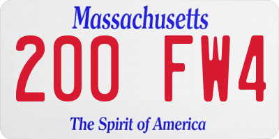 MA license plate 200FW4